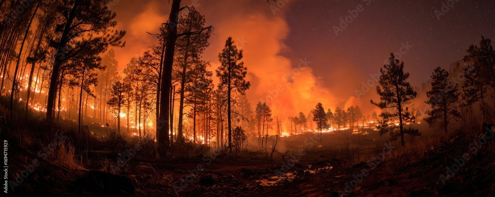 Nighttime forest fire Nighttime forest fire