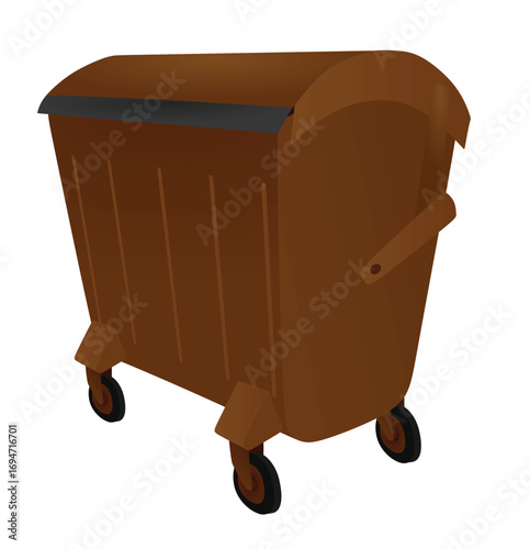 Metal dump trashcan container. vector	