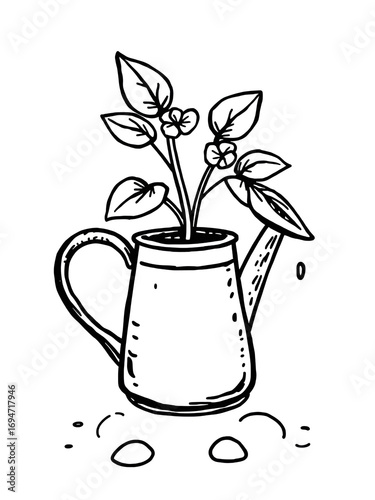 plant waterer doodle icon transparent background