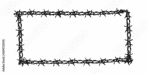 Roughly drawn black barbed wire rectangle frame border on white background