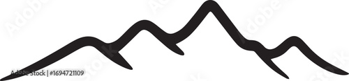 Stylized Mountain Range Illustration A Simple Black and White Design Depicting Jagged Peaks and Undulating Ridges Against a Clean Background