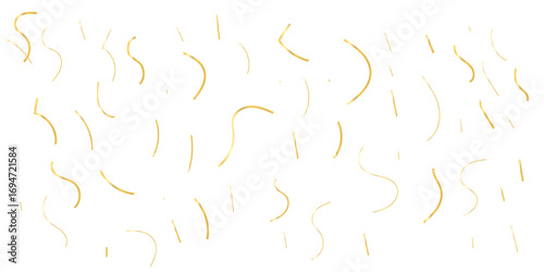 Abstract Scattered yellow confetti Golden Curves Lines creating a festive and celebratory atmosphere visually appealing White Background.	