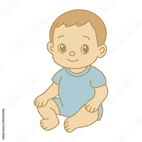 little baby boy sitting, vector illustration