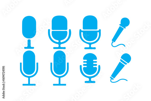 Collection of Vintage and Modern Microphones for Recording and Broadcasting. Vector illustration eps 10