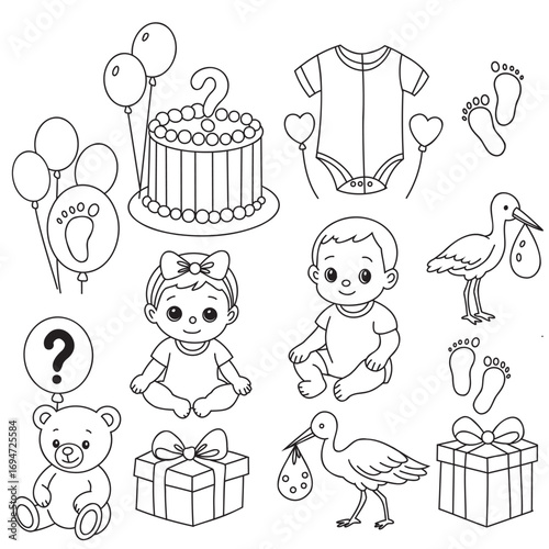 set of birthday elements