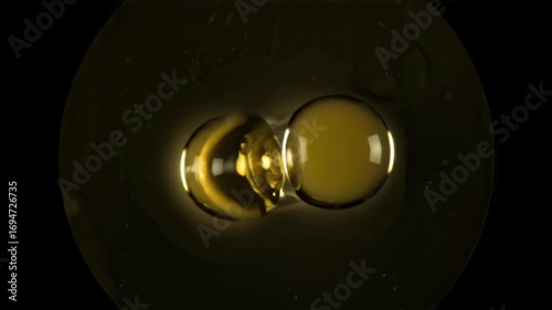 Microscope macro video of oil droplets coalescing in water