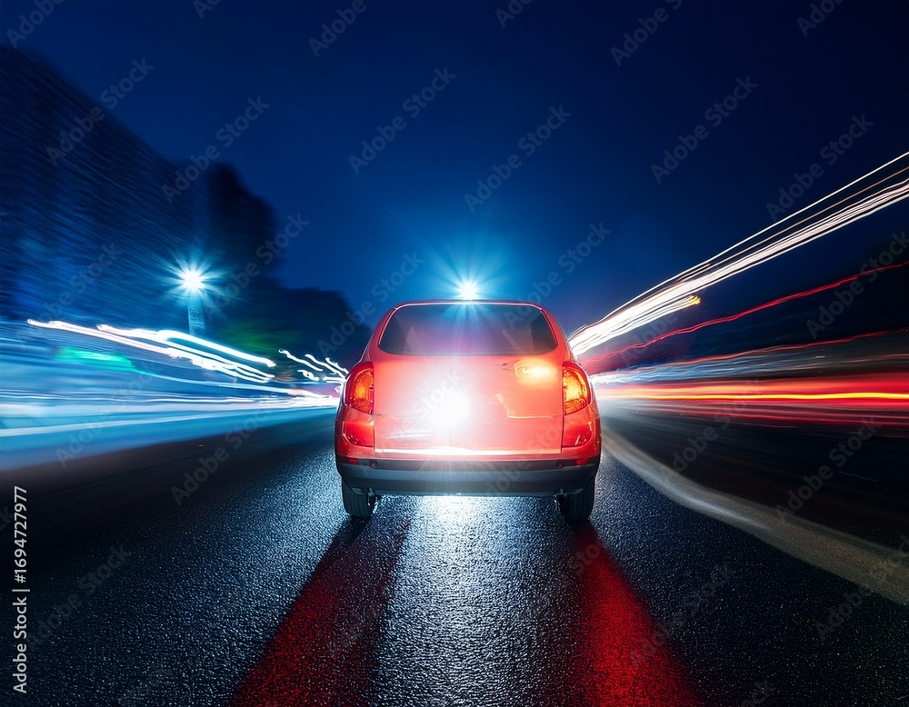 Fototapeta premium car brake light at night