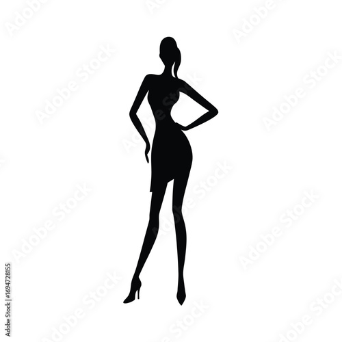 silhouette of a model standing on a pose on fashion show