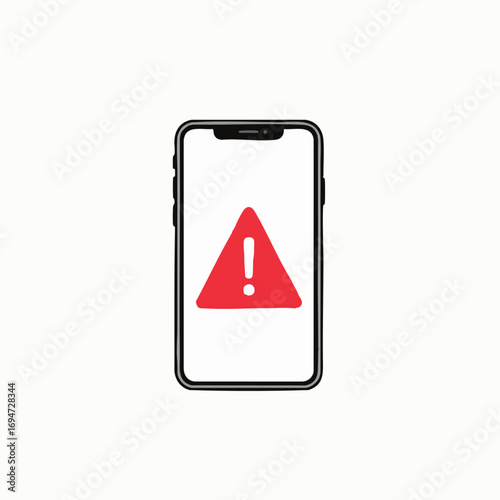 Free Download Minimalist Vector Icon of Smartphone with Warning Sign in Red for Alert Notification Design - GFXLoad