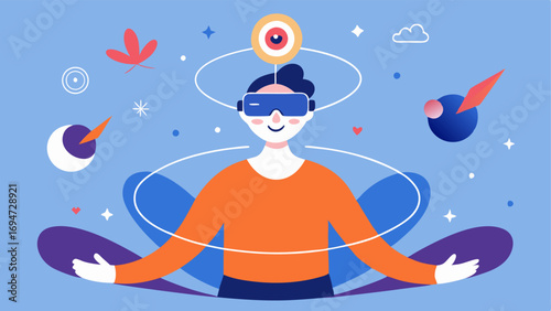 Encouraging Affirmations A VR scene depicting words of affirmation and positive imagery swirling around a patient displaying the mental health benefits of positive visualization.