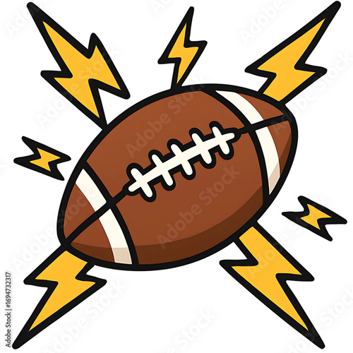 Electrifying American football logo concept with dynamic lightning bolts creating a powerful and energetic sports symbol