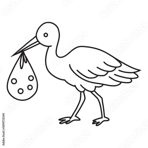 stork delivering a baby, vector illustration