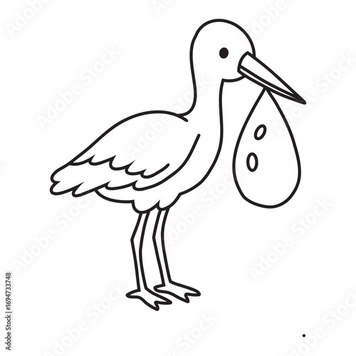 stork delivering a baby, vector illustration