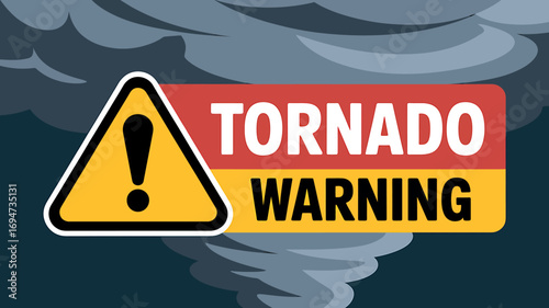Tornado Warning Sign A Graphic Illustration for Safety and Awareness Against Severe Weather Hazards