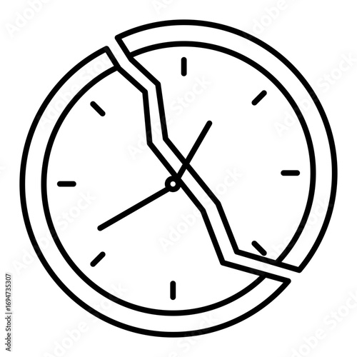 broken clock line icon with editable stroke