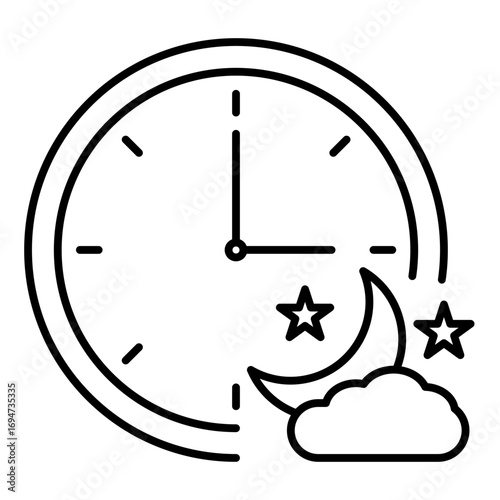 night routine line icon with editable stroke