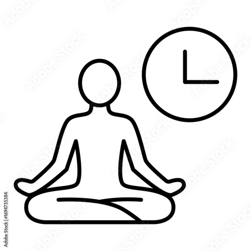 yoga and clock, time for self care line icon with editable stroke
