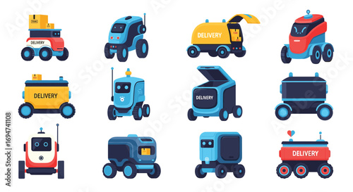 Collection of advanced autonomous delivery robots designed for efficient logistics operations