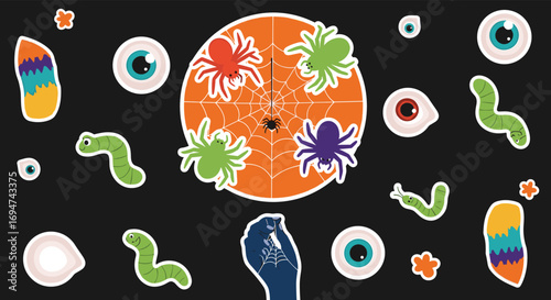 Spooky halloween decorations featuring spiders and creepy crawlies for a fun festive atmosphere