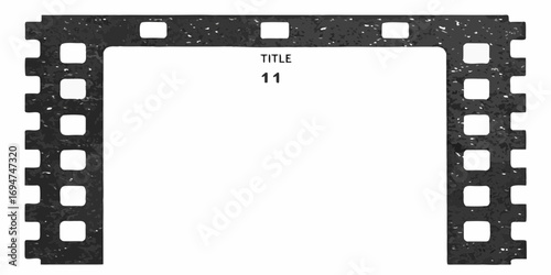 Vintage film strip frame with title and number eleven for movie production or retro design