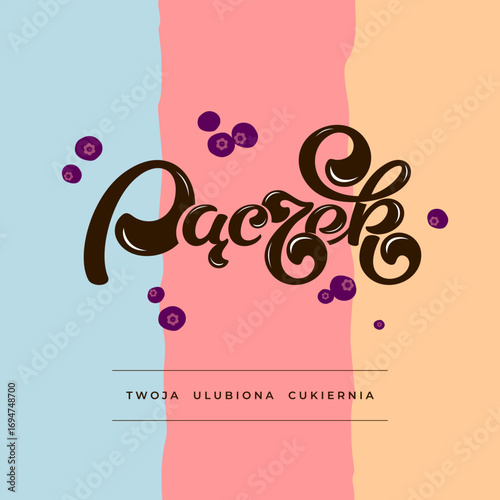 Vector Illustration with letters Pączek (mean Donut in Polish) and barriers 