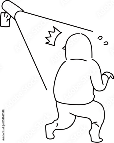 センサーライトに照らされる泥棒_線画