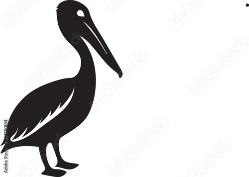A majestic white pelican with a long beak is isolated in a striking portrait against a clean background