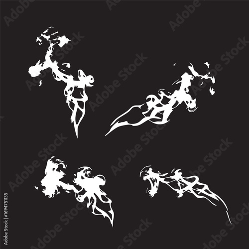 Vector Illustration Set of Abstract Animal Forms in Modern Organic Style with Dynamic Flowing Lines