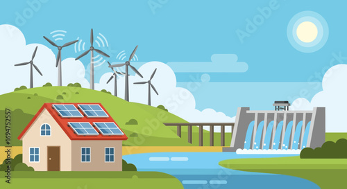Sustainable Energy Landscape Harnessing Solar, Wind, and Hydro Power for a Greener Future and Eco-friendly Living