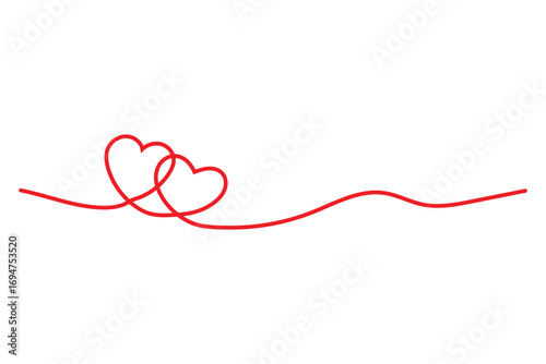 Hand drawn heart symbol vector illustration. Continuous line drawing love symbol. Heart line art doodle drawing. Romantic love shape for valentine, anniversary, marriage etc	