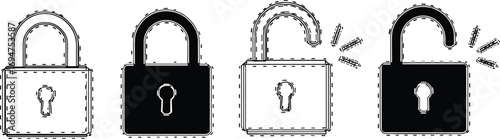 Security and Protection Four Lock Icons Representing Different Security Levels