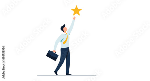 Business professional reaching for a star in success concept