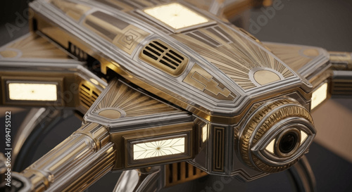Art Deco Drone Futuristic Flight and Intricate Design elements