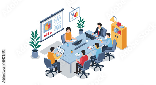 Collaborative office meeting with diverse team engaging in presentation