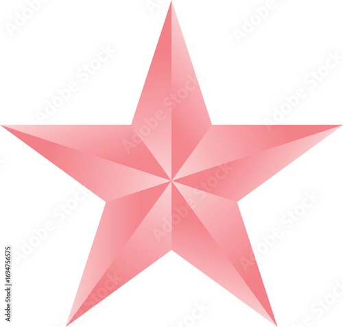 Pink star. Golden Christmas star isolated on white background. Nice illustration of a 3d look Pink star on white background. Star vector collection.	