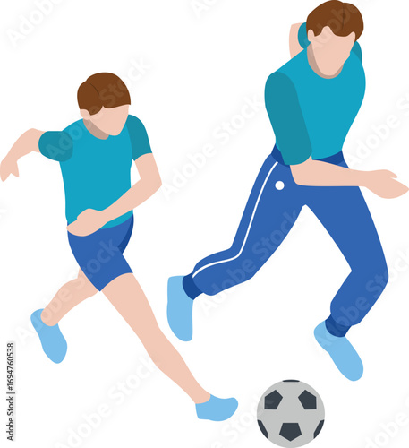 vector illustration of a father and a son playing