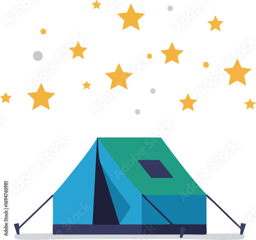 Camping tent under starry sky, outdoor adventure and vacation concept