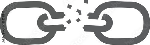 Broken chain link icon on white representing security breach