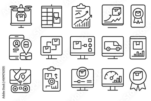 Logistics, delivery outline icon set. shipment, parcel management icons