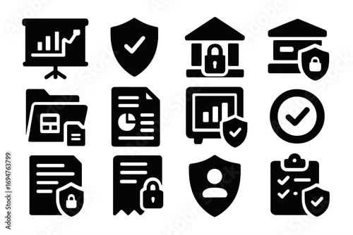 Business security filled icon set. data protection and privacy symbols collection
