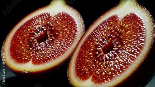 Ai generative Vibrant close-up of sliced figs, perfect for healthy food promotions and culinary inspiration