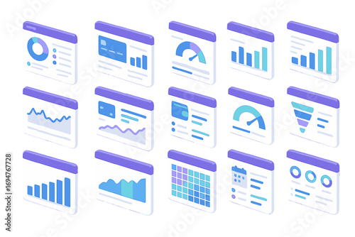 Analytics and data 3d icon set. visualize metrics, insights, and reports in 3d style
