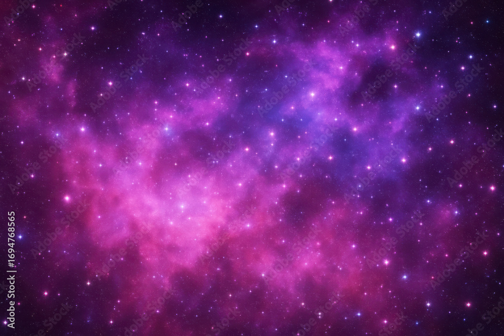 Obraz premium Vibrant cosmic nebula with glowing stars in shades of pink and purple