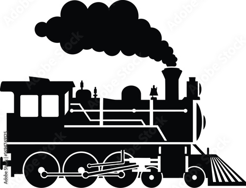Classic steam train billowing smoke as it travels forward