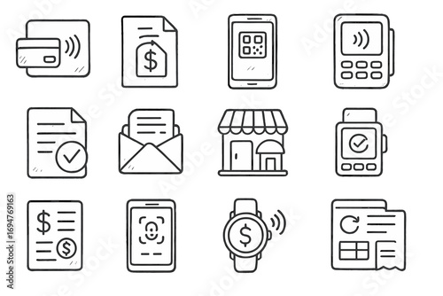 Finance and payment line icon set. banking, transaction, wallet linear icons collection
