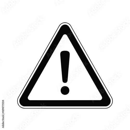 Universal black and white triangular warning sign with an exclamation mark, symbolizing caution, danger, and important alerts for safety and critical information dissemination