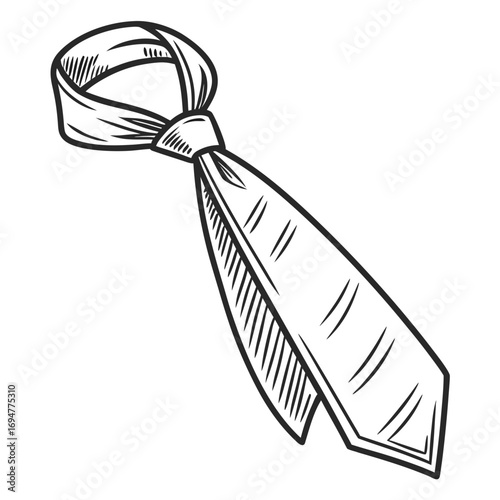 Vector art of handdrawn illustration of a necktie tied in a knot, isolated on a, representing formal wear and business fashion