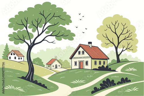 rural landscape with house