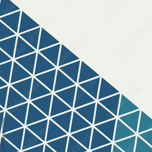 Vector art of abstract geometric pattern with blue triangles and white lines on a light background, representing a modern and clean design concept