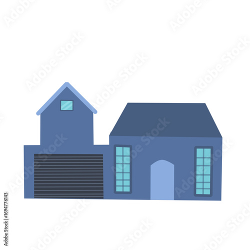 Illustration of a house building. Illustration of a minimalist house. Flat design of a house building. Illustration of a house with a garage
